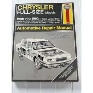Haynes workshop service Repair Manual 2058 Chrysler Full-Size Models 1988 - 1993